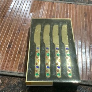 Gold Flatware Set with Multicolor Accents